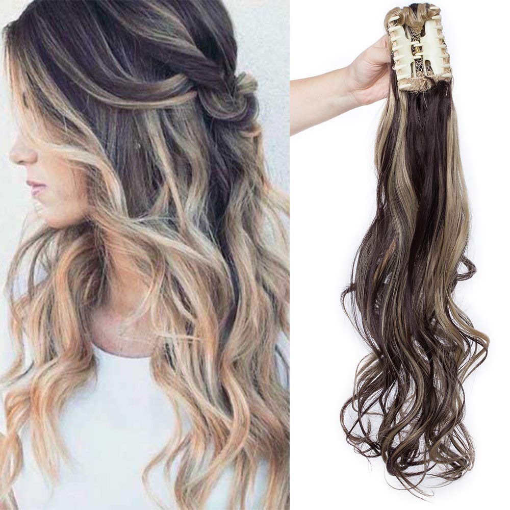32"(81cm) SEGO Coleta Postiza Larga Pelo Sintético Se Ve Natural [Castaño Oscuro] Extensiones de Cabello Clip Cola Lisa Ponytail Extension (140g) — view 30