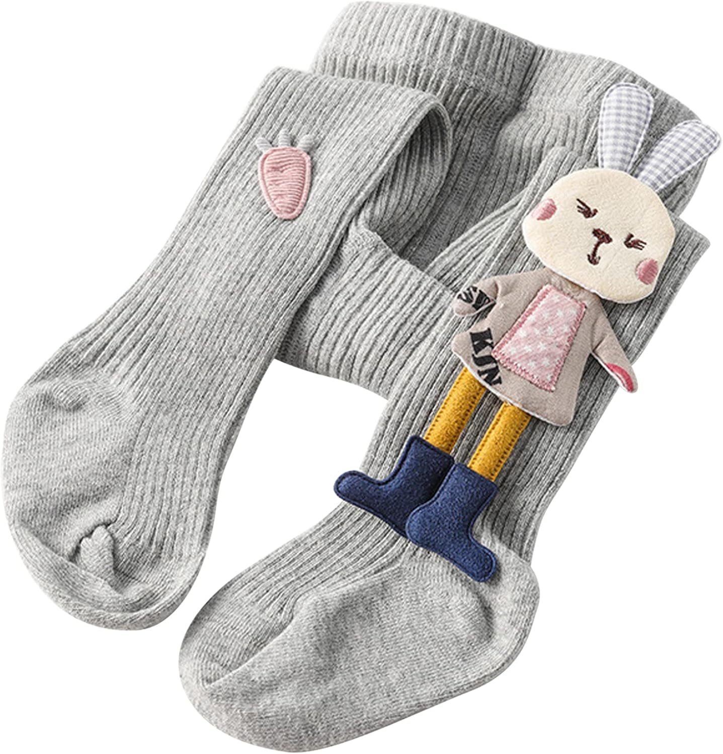 iiniim Baby Toddler Girls Tights Cotton Knit Footed Leggings Kids Rabbit Doll Stockings Pantyhose