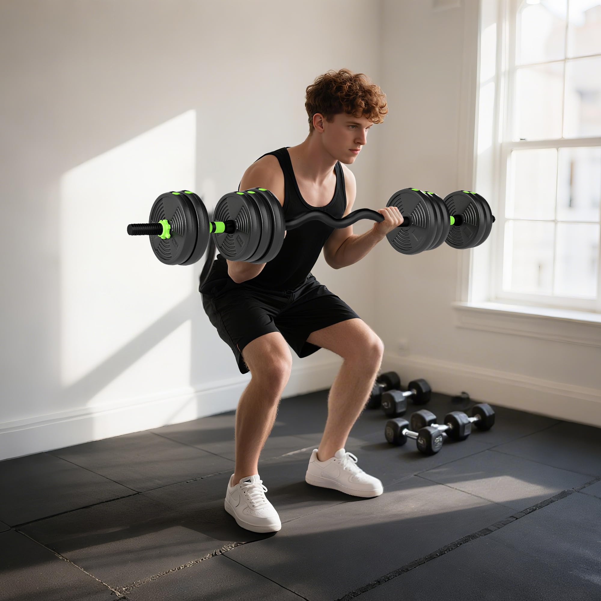 SPORTNOW Zestaw krótkich hantli 3 w 1, 20/25/30 kg, zestaw krótkich hantli z rurą łączącą, zestaw krótkich hantli do treningu siłowego w domu, na siłownię