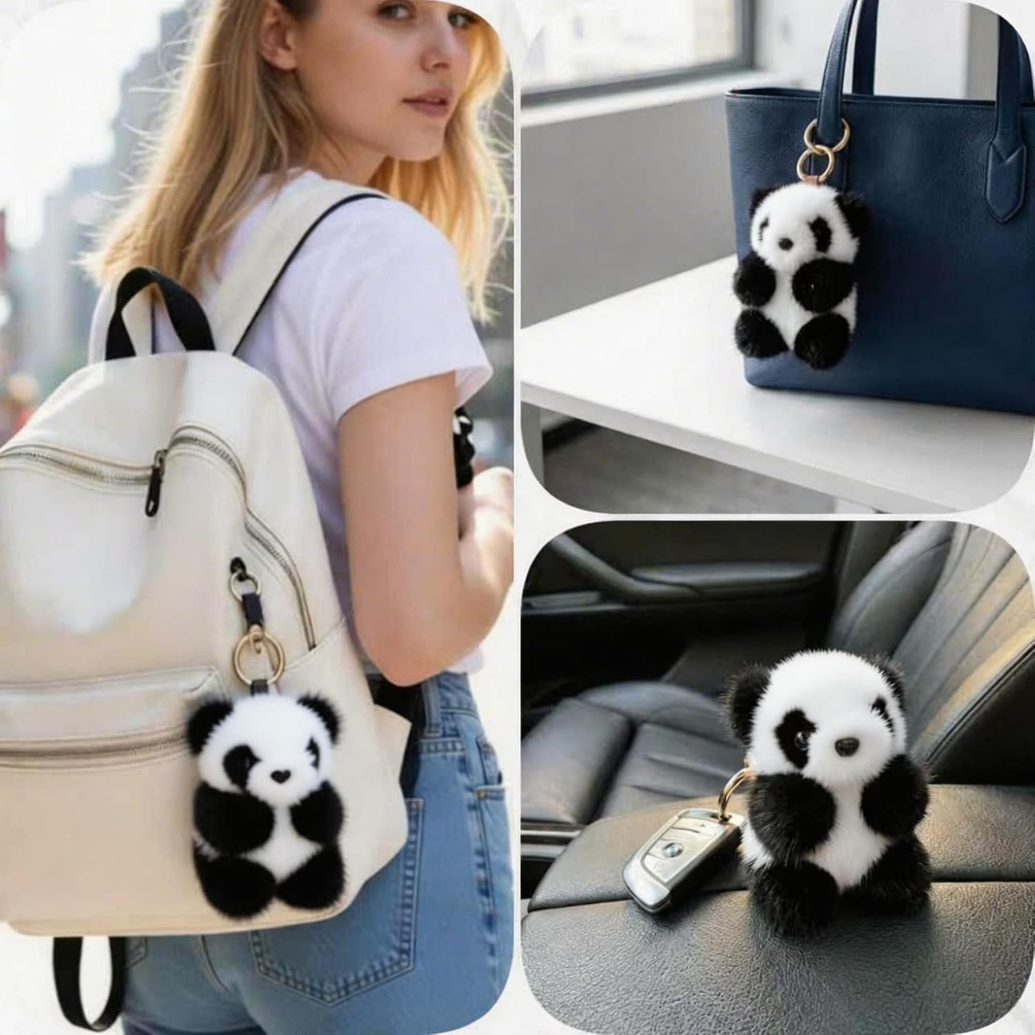 Cute Panda Plush Keychain for Women image 2