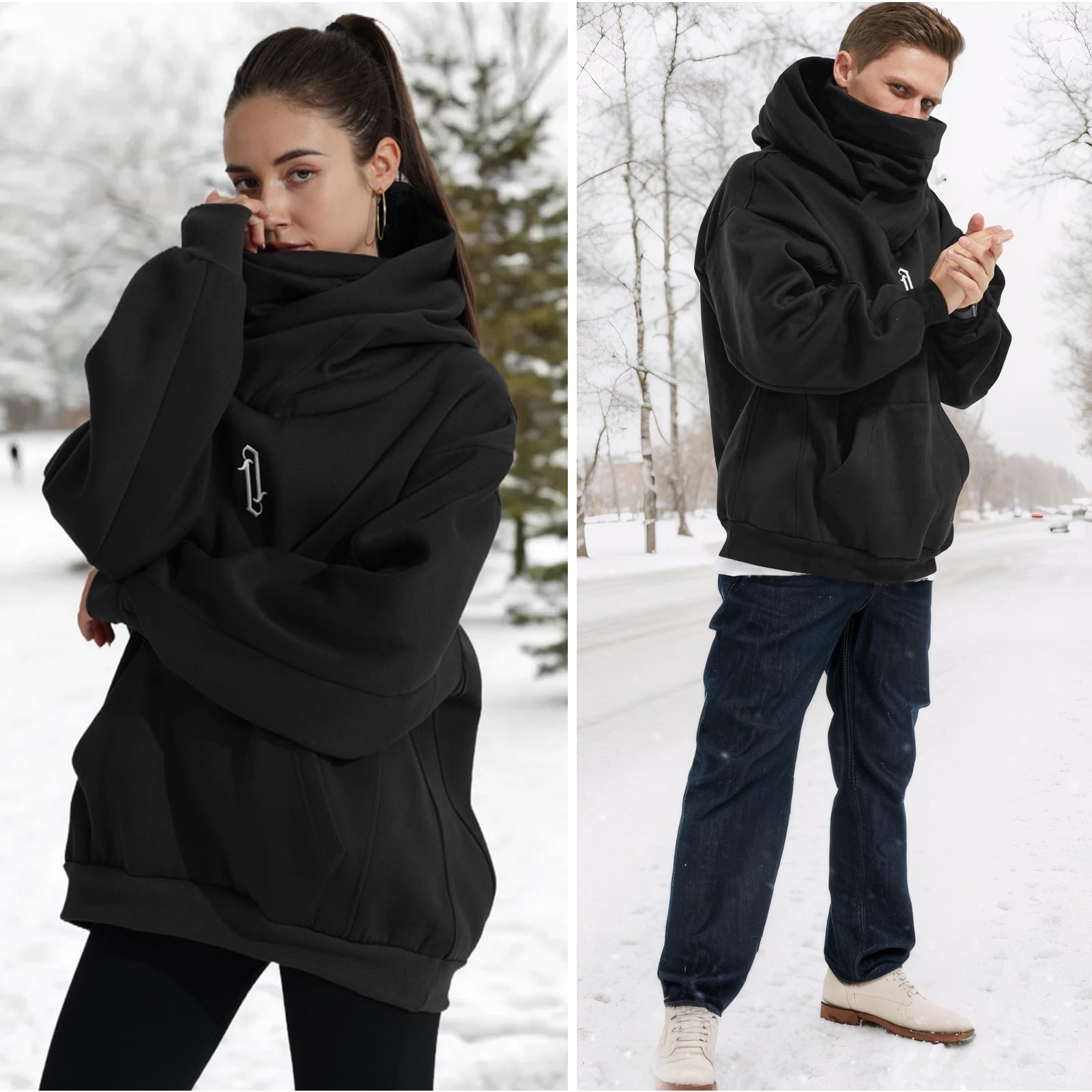 Sudaderas con Capucha para Mujeres con Bufanda Suave Suéter Algodón Oversized Casual Hoodie Otoño e Invierno