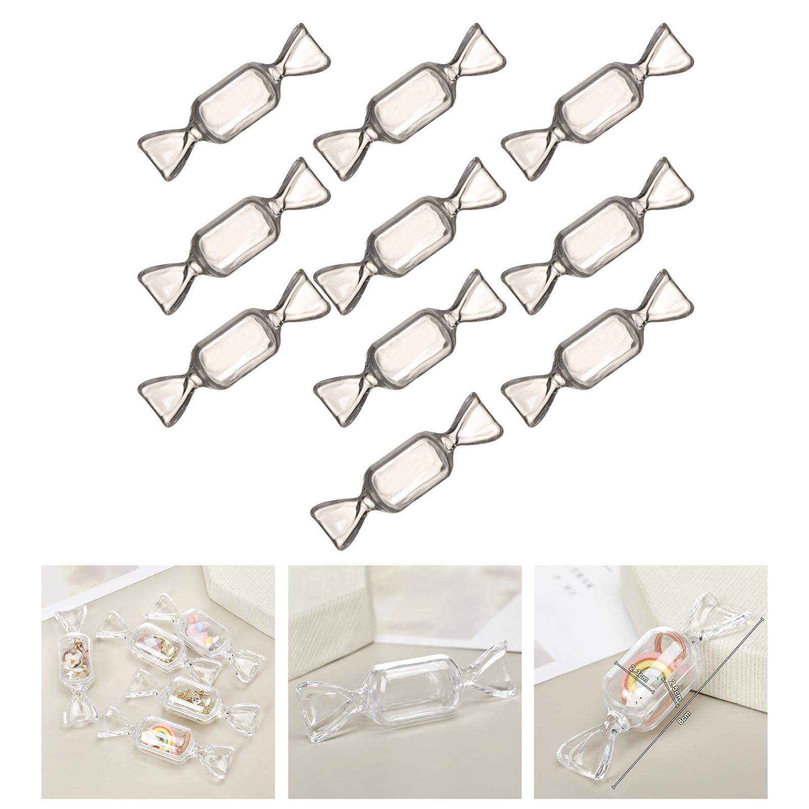 Juego de 10 mini organizadores de collares en forma de caramelo, pendientes, collares, almacenamiento, transparente, 10 piezas