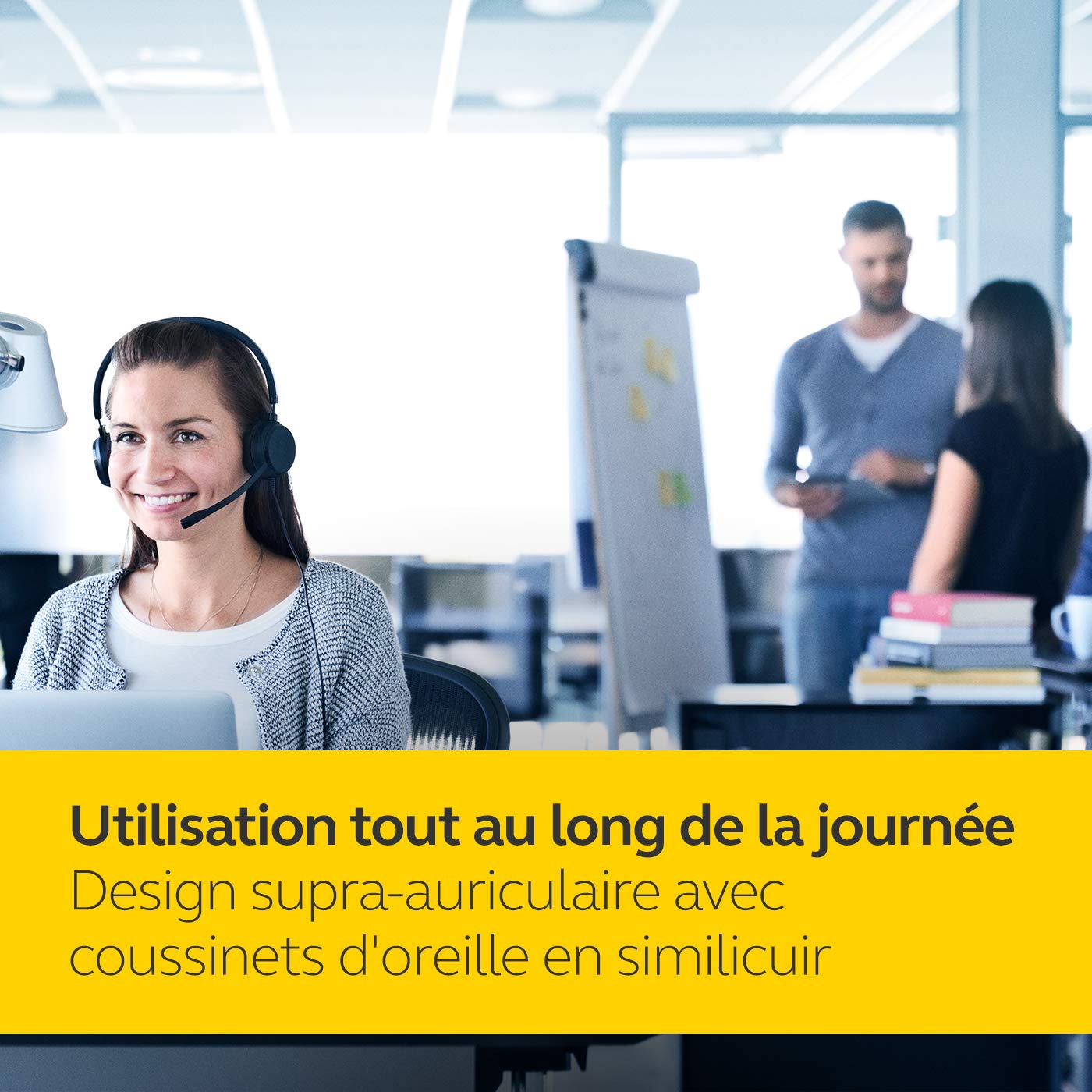 Jabra Evolve 30 MS Casque Stereo - Casque certifié Microsoft VoIP Softphone avec annulation passive du bruit - Câble USB avec contrôleur - Noir