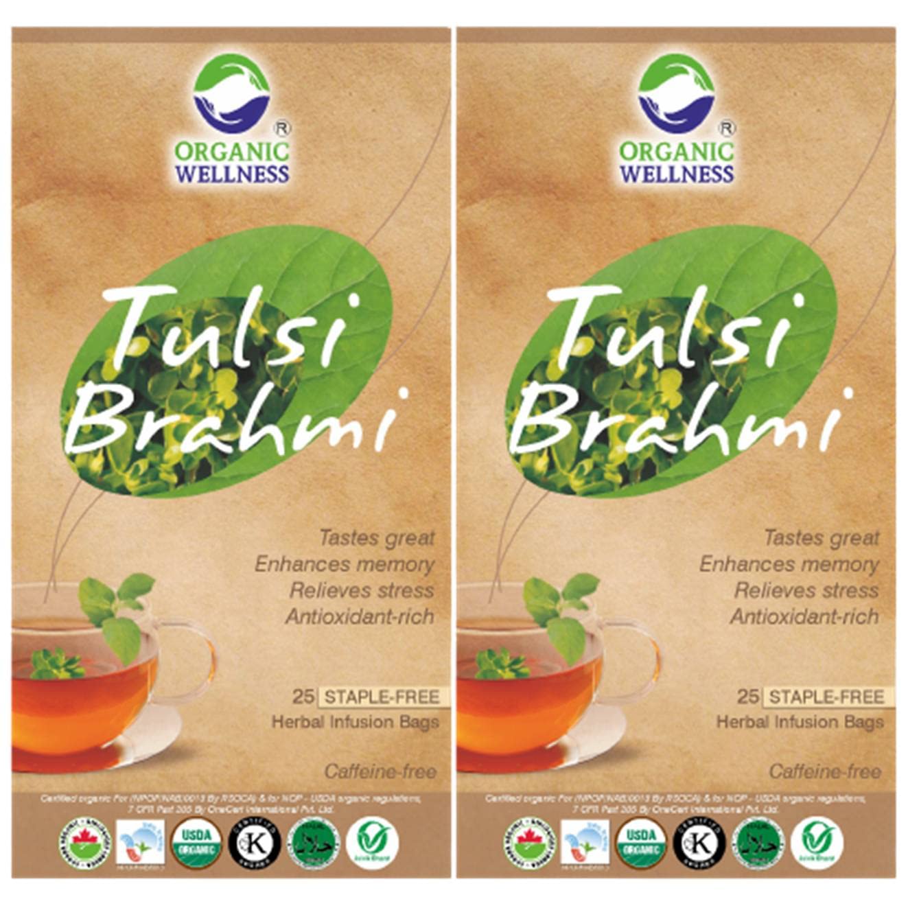 Organic Wellness Tulsi Brahmi Tea | 25 Tea Bags | Pack of 2 Herbal Tea (B07K2CBCKR) Amazon Price History, Amazon Price Tracker