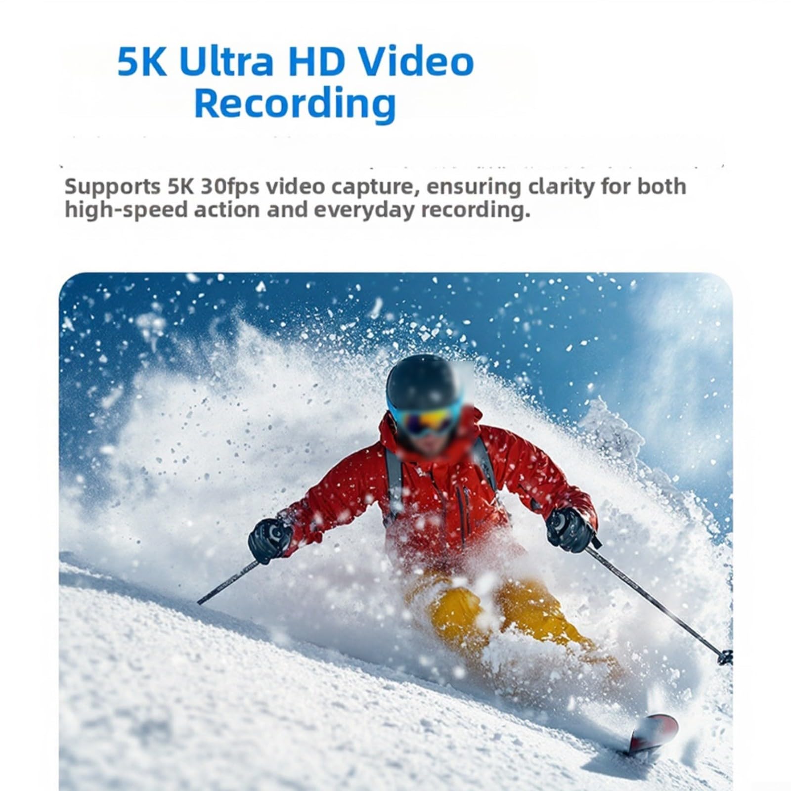 Action Camera 5K HD, leggera e stabilizzata, per ciclismo e avventure all'aria aperta, colore grigio