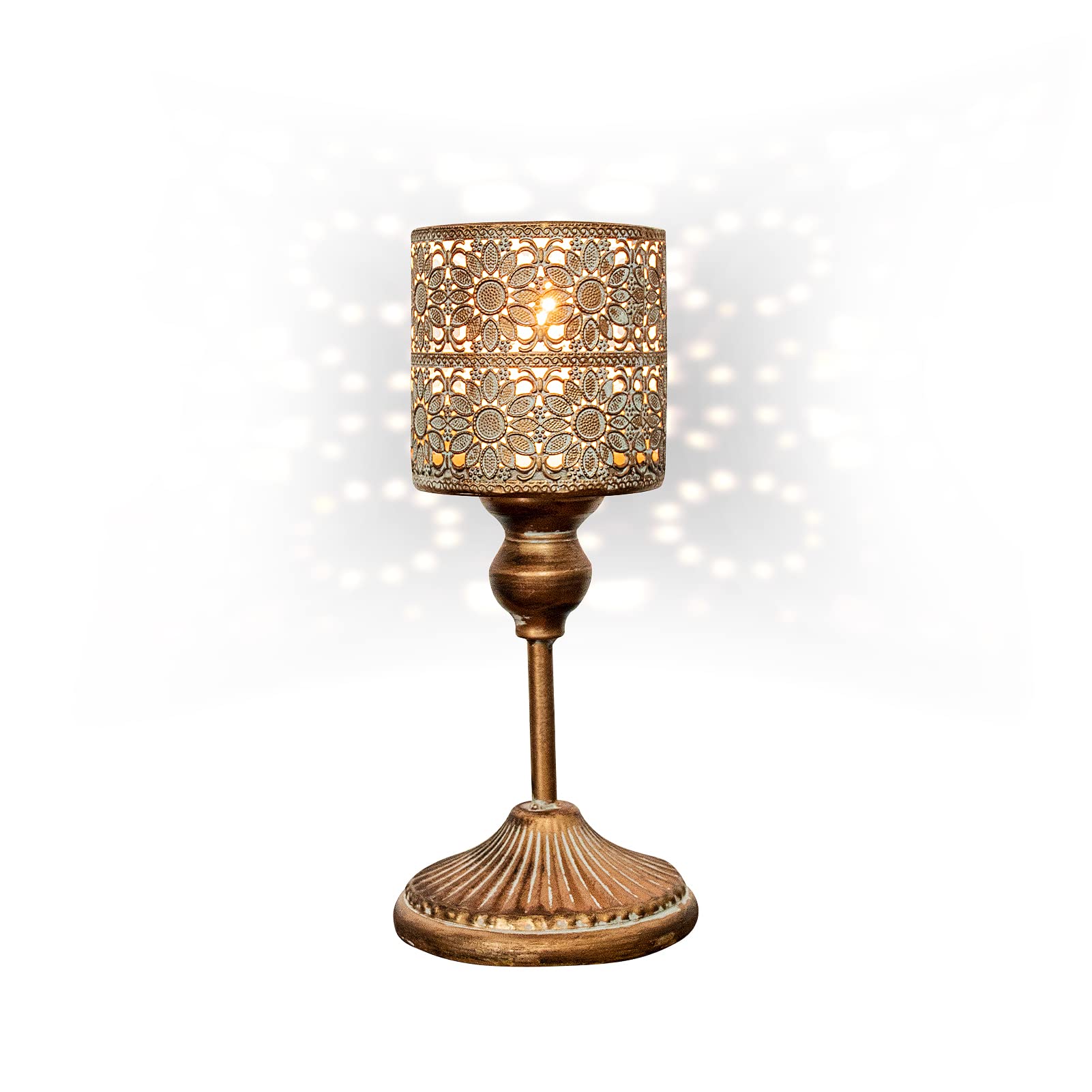 Vintage Gold Candle Holder Sunflower Hurricane Candleholder for Pillar Candle Fireplace Home Decor Gifts for Anniversary Wedding Christmas Housewarming Dining Party Farmhouse Table Centerpieces