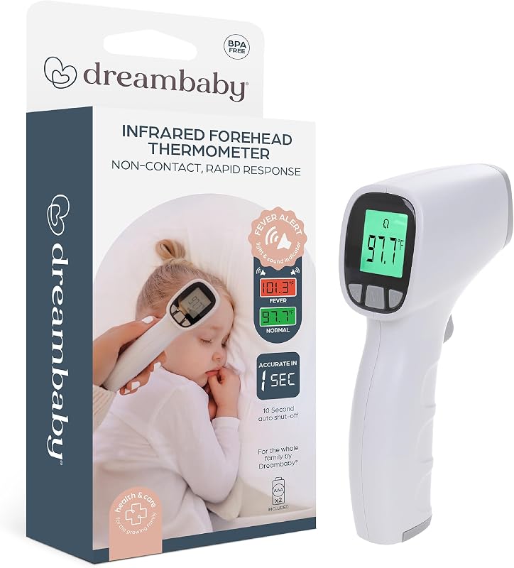 No Contact Baby Thermometer - One-Click Infrared Forehead Digital Thermometer for Infants, Kids & Adults - Fever Alert, 20 Memory Readings & Storage Pouch Included