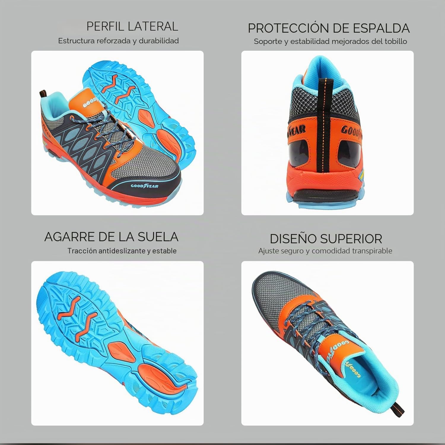Goodyear Workwear GYSHU1583 S1P/SRA/HRO - Zapatillas de seguridad para el trabajo, ligeras, no metálicas, puntera y entresuela Composite