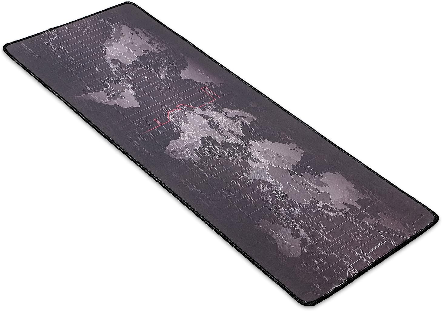 Changshengda Gaming Mouse Pad Exra Large Size ( 800x300x3mm )Extended World Map Mouse Mat with Non-slip Rubber Base, Special-Textured Surface, Support for Computer, PC and Laptop - Black
