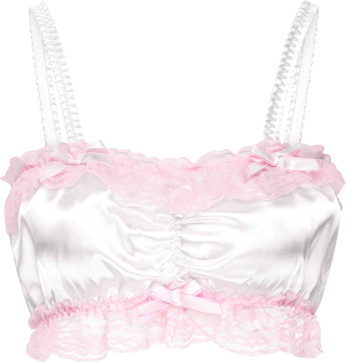 Satini Sissy Frilly Lace Fitted Silky Satin Lingerie Bralette