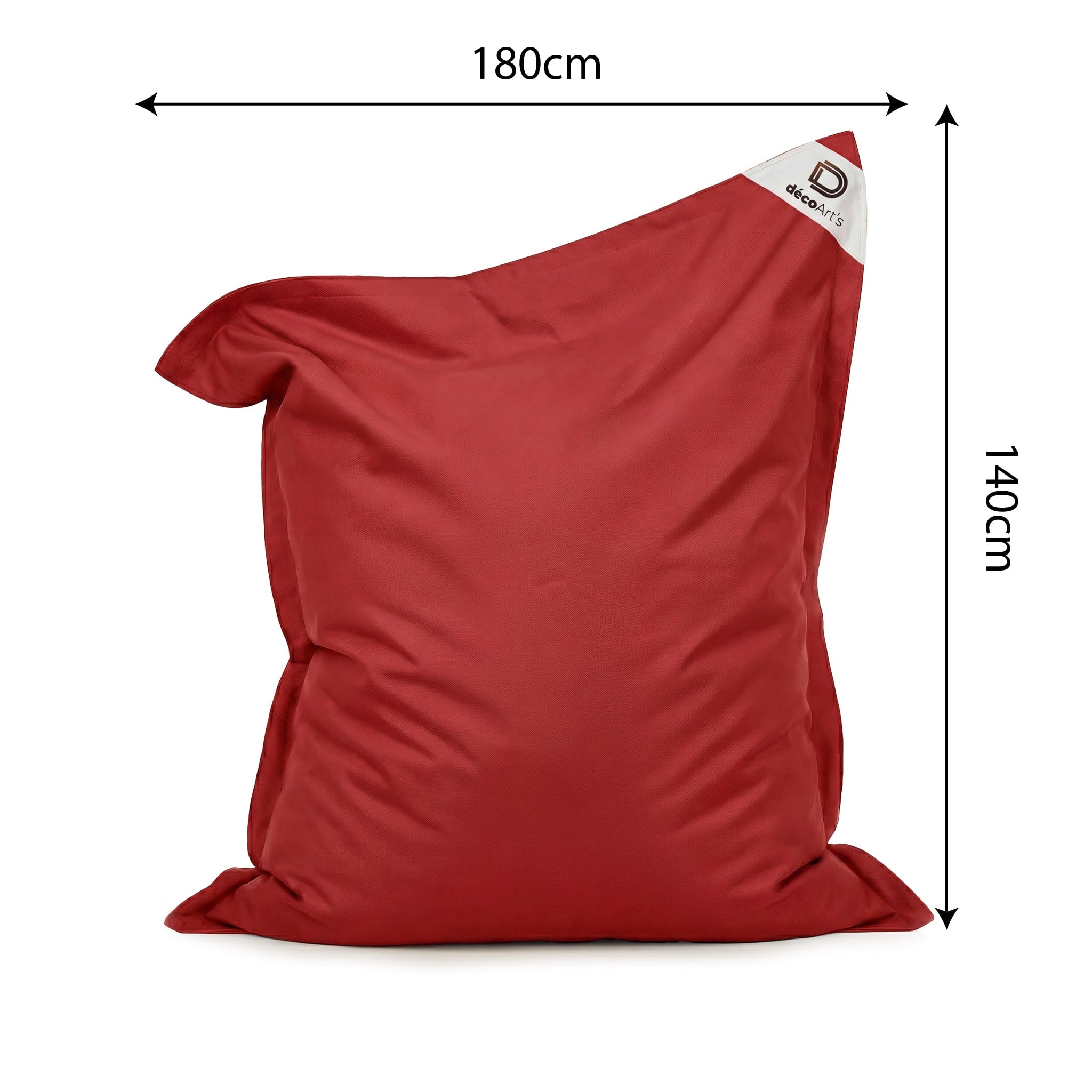 Pouf da Esterno Gigante XXL 180x140cm Imbottito (Non Gonfiabile) Galleggiante Piscina - Pouf Giardino Impermeabile Sfoderabile - Riempimento 450L Palline Polistirolo - Rosso Peperoncino