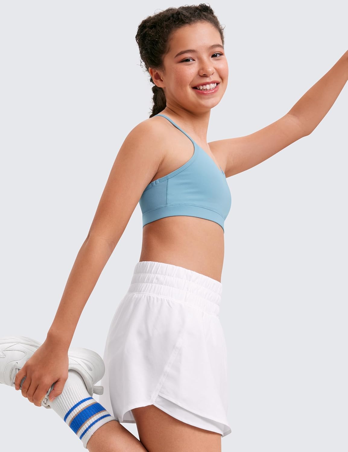 CRZ YOGA Girls Feathery-Fit Soft Skirty Athletic Shorts - Tennis Soccer Casual Flowy Ruffle Zip Pocket Liner Kids Teen