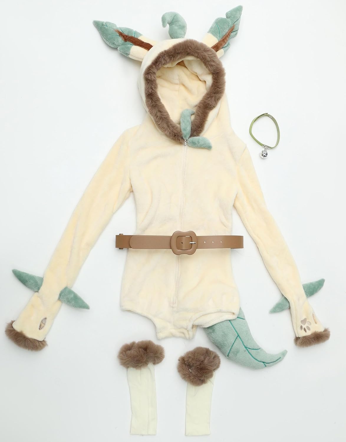 Mobbunny Cute Cartoon Style Romper Yellow Fuzzy Onesie Pajama Loungewear Fluffy Hooded Homewear Short Jumpsuit with Stockings - Image 6