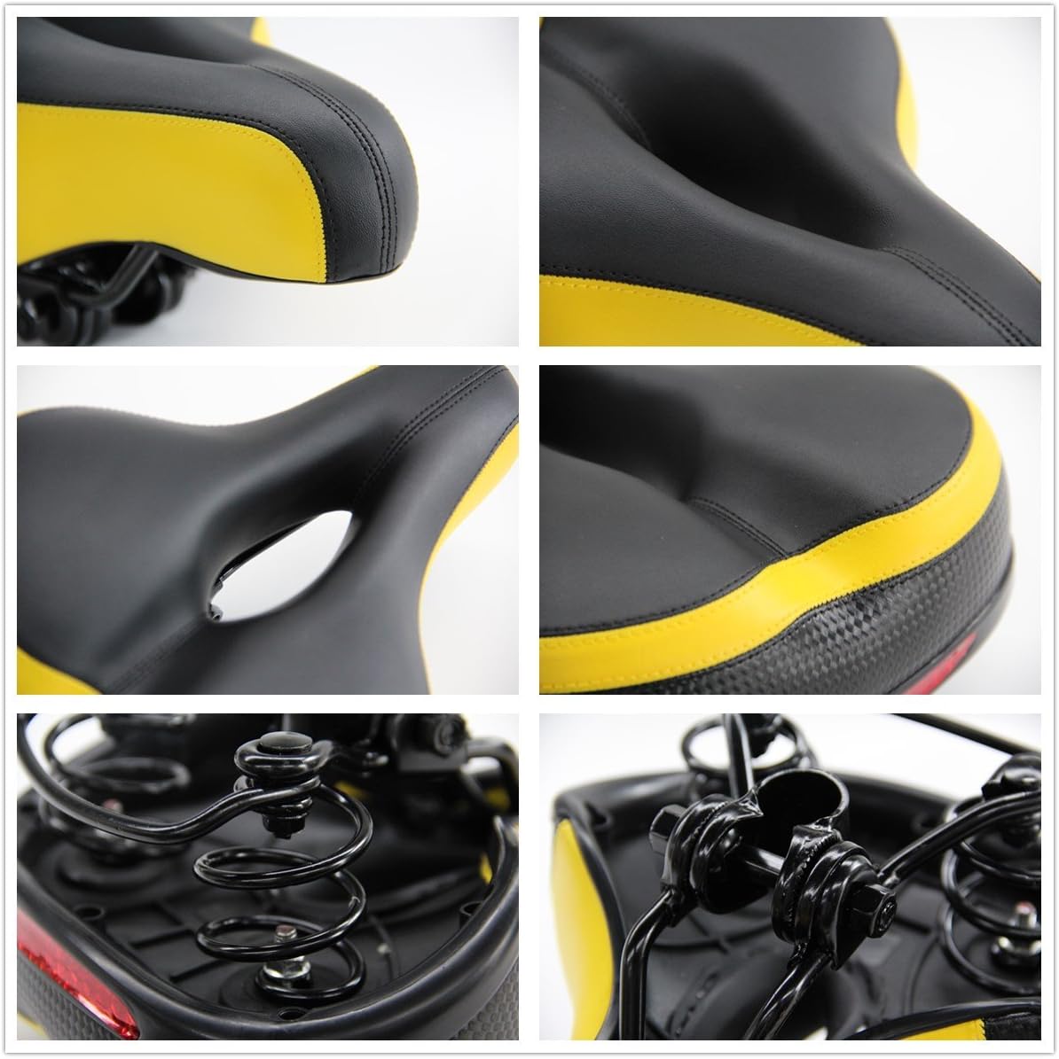 UNISTRENGH Comfortable Bike Seat for Men and Women - Oversize Bicycle Saddle with Safety Reflective Tape Soft Cushion Fit for Mountain Bike, Road Bicycle, Hybrid, Cruiser and Stationary Exercise Bike