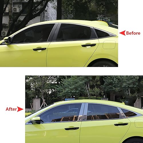 Miniatura 6 de x xotic tech Adhesivo de vinilo opaco cromado para puerta de automóvil, accesorios compatibles con Honda Civic Sedan 2016-2021 (fibra de carbono 5D,