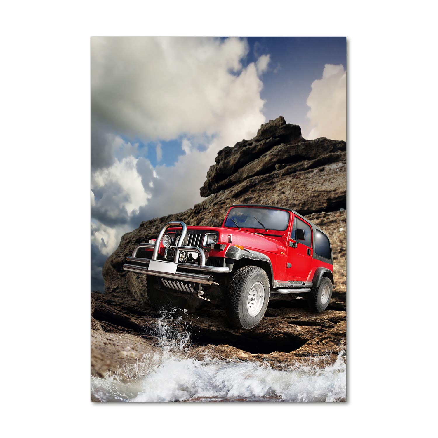 Impression sur verre acrylique Tulup 70x100 cm | Tableau mural de voiture hors route rouge
