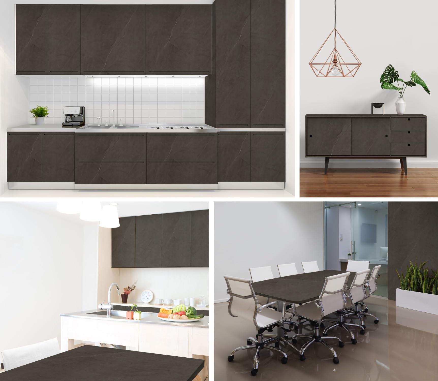 Pellicola decorativa extra spessa, laminato autoadesivo per mobili, porte, cucina, armadi, tavoli, motivo: marmo nero, 90 × 210 cm