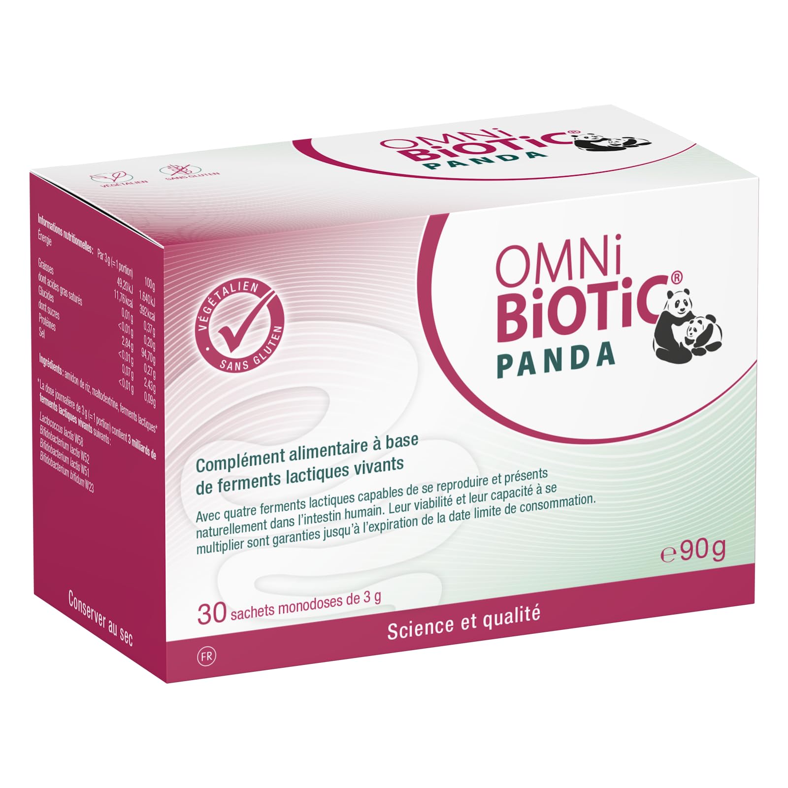 OMNi-BiOTiC PANDA | Probiotique bébé & femme enceinte | Flore intestinale | 4 souches bactériennes | 3 milliards d’UFC par dose journalière | 30 sachets | En poudre