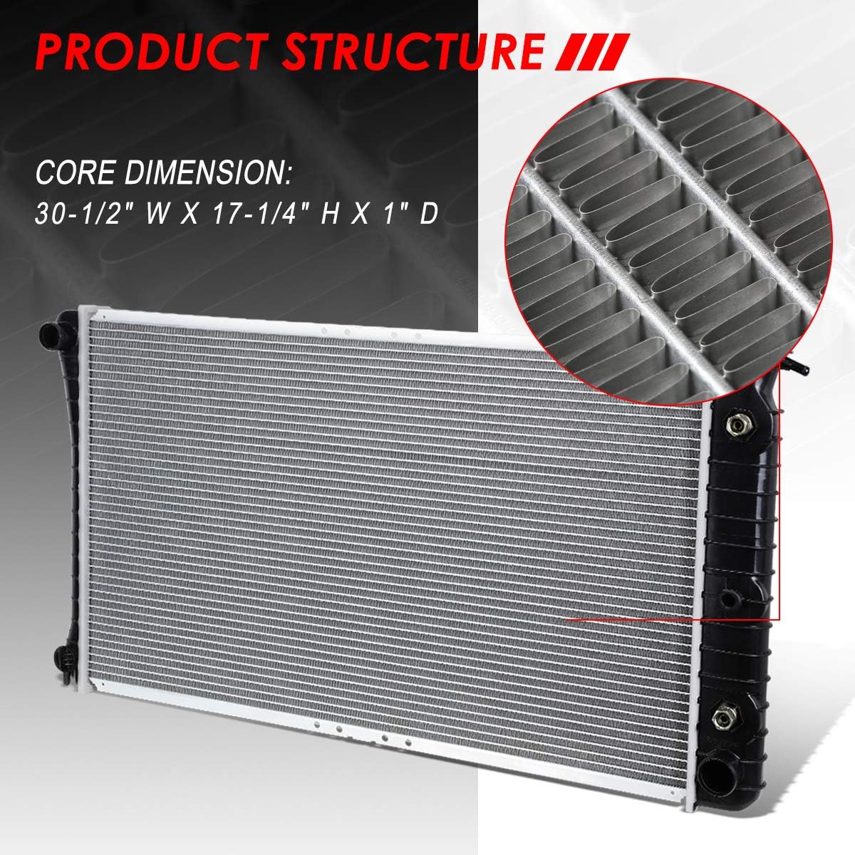 Auto Dynasty Radiator Compatible with 1886-1899 Oldsmobile 98 / Buick Riviera 3.8 AT, DPI 1202 Factory Style 1-Row Cooling Radiator, Aluminum Core