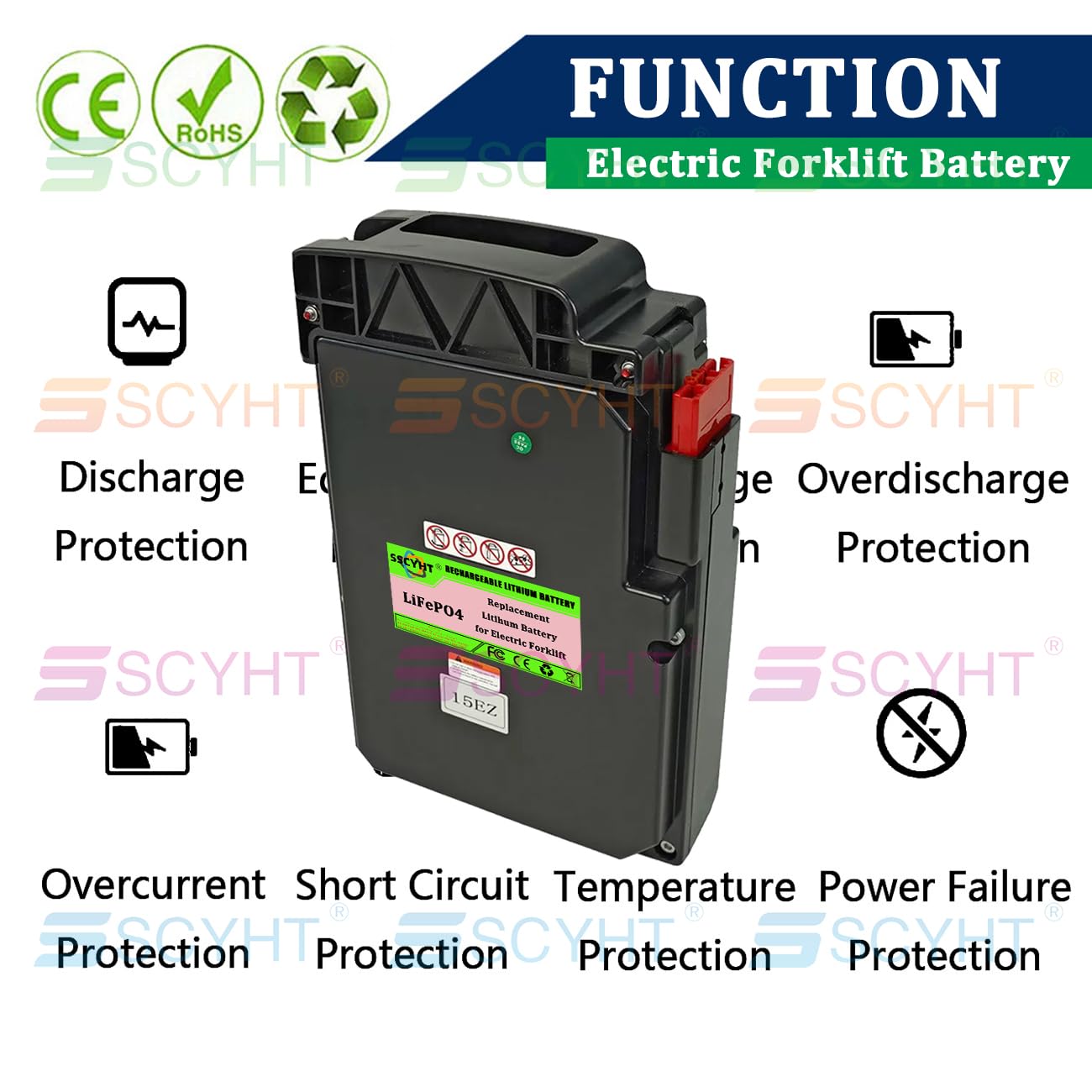24V Batteria transpallet elettrico con CAN per transpallet elettrico EPT15EZ Batteria al litio per sollevatore telescopico F5PRO Batterie LiFePO4 con BMS,24v20ah can charger