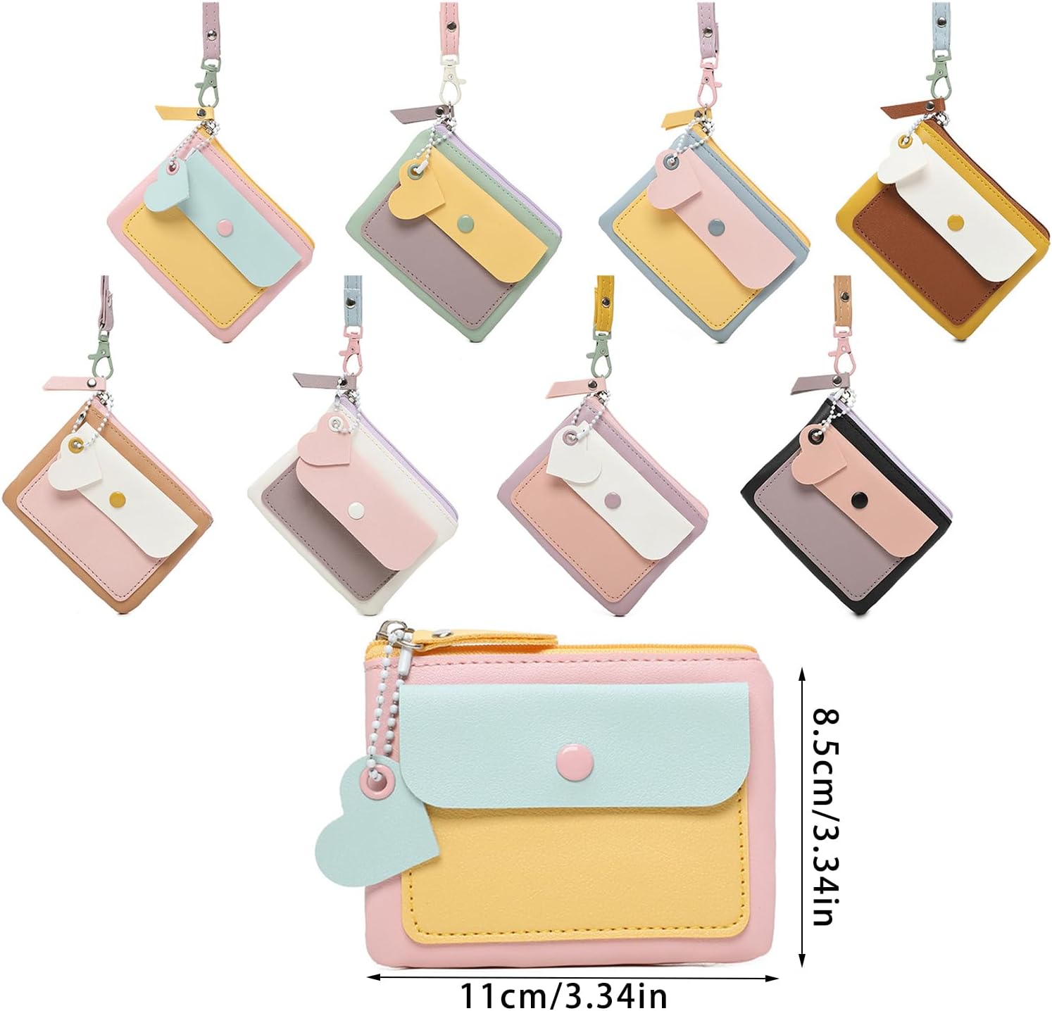 Multipurpose PU Leather Coin Purse Holder Bag for Women Girl Elegant Contrast Color Card Small Wallet Pouches Bag