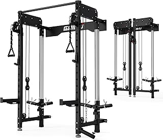 WM3-V4 Folding Squat Rack, Wall Mounted Power Rack with Dual Independent...