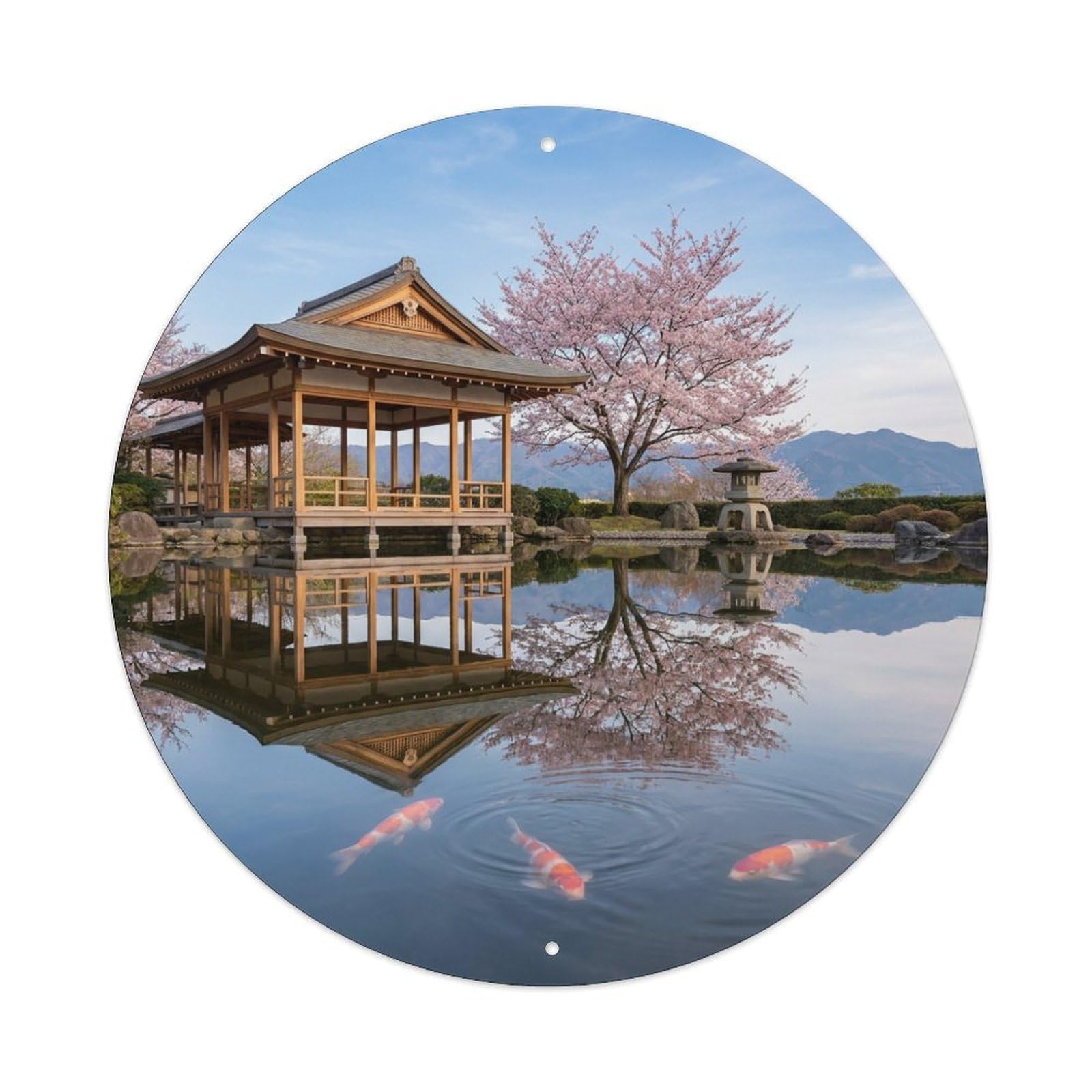Galvaxio Style Japanese Koi Fish Mirror Reflection Perfect Still Metal Tin Sign