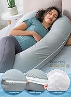 Vista 6 de INSEN Almohada refrescante de embarazo, almohada de maternidad con funda suave de Tencel, en forma de C para mujeres embarazadas y dormir de lado