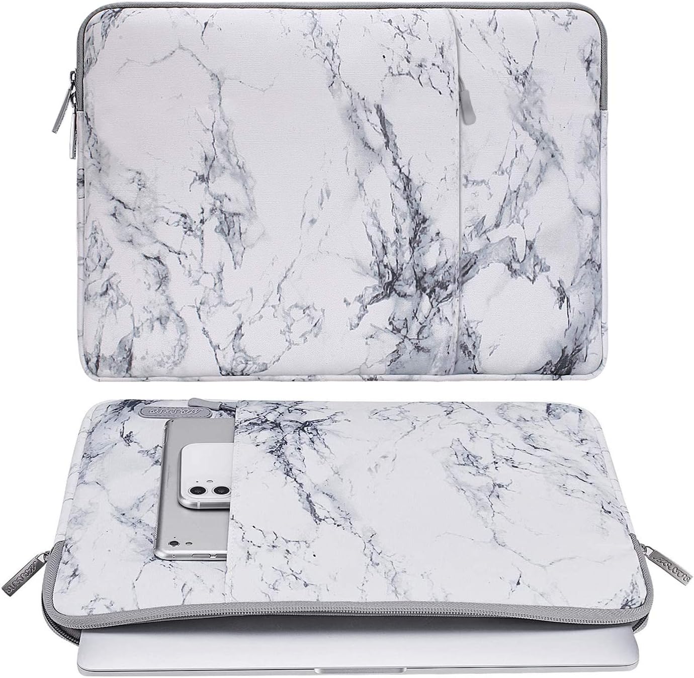 MOSISO Laptop Sleeve Case Compatible with MacBook Air/Pro, 13-13.3 inch Notebook, Compatible with MacBook Pro 14 inch 2023-2021 A2779 M2 A2442 M1, Polyester Vertical Painting Marble Bag with Pocket