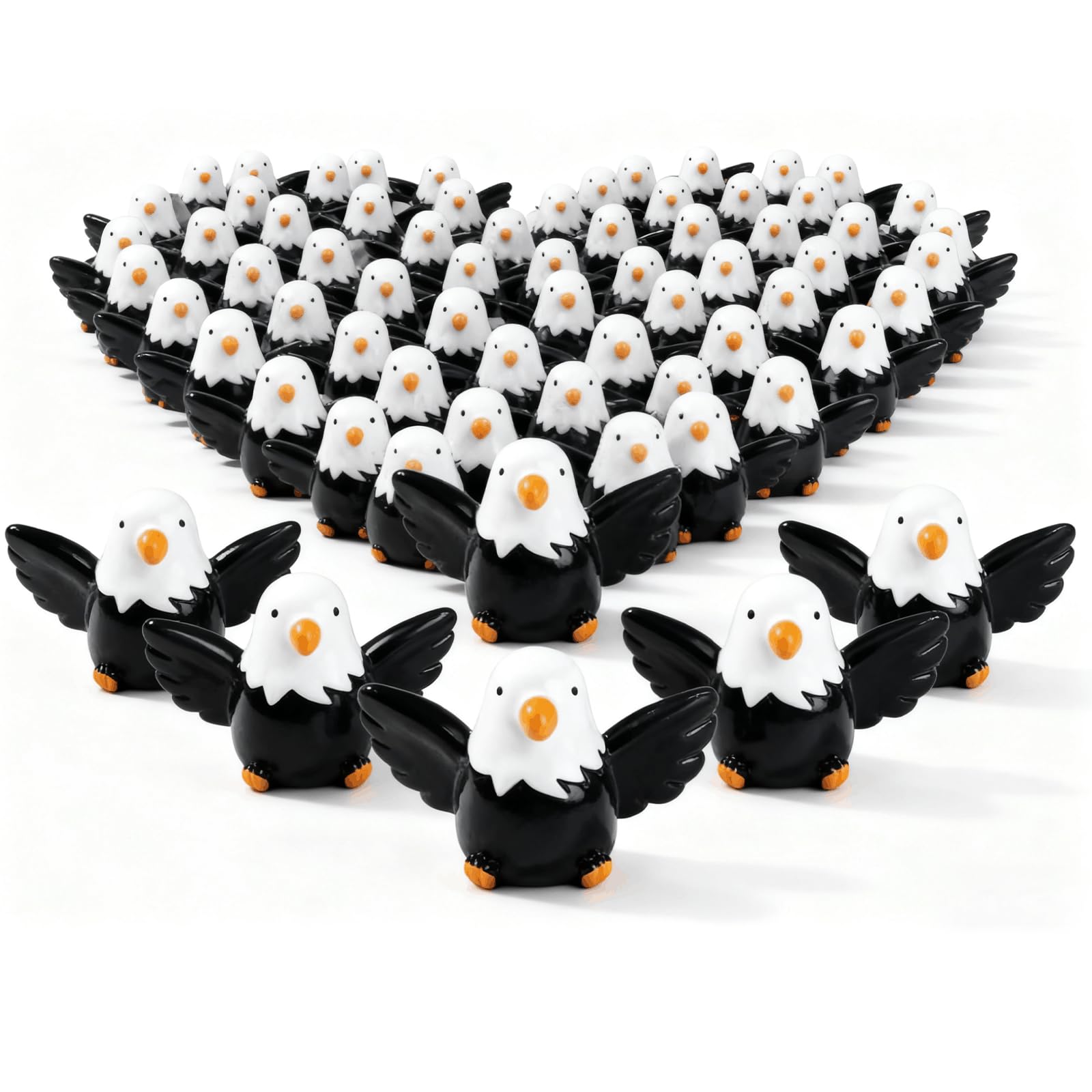 100 Pcs Mini Resin Bald Eagle Figurines, Patriotic American Eagle Statues for Garden Decor, Party Supplies, Independence Day Celebrations