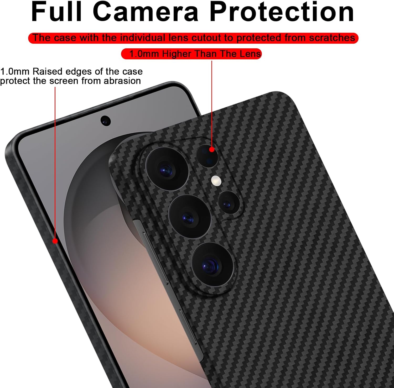 Slim Carbon Fiber Case for Samsung Galaxy S26 Ultra 2026, Paper Thin 1500D Aramid Fiber S26Ultra Cover Compatible with MagSafe, Matte Black Gray Twill [NOT Printed]