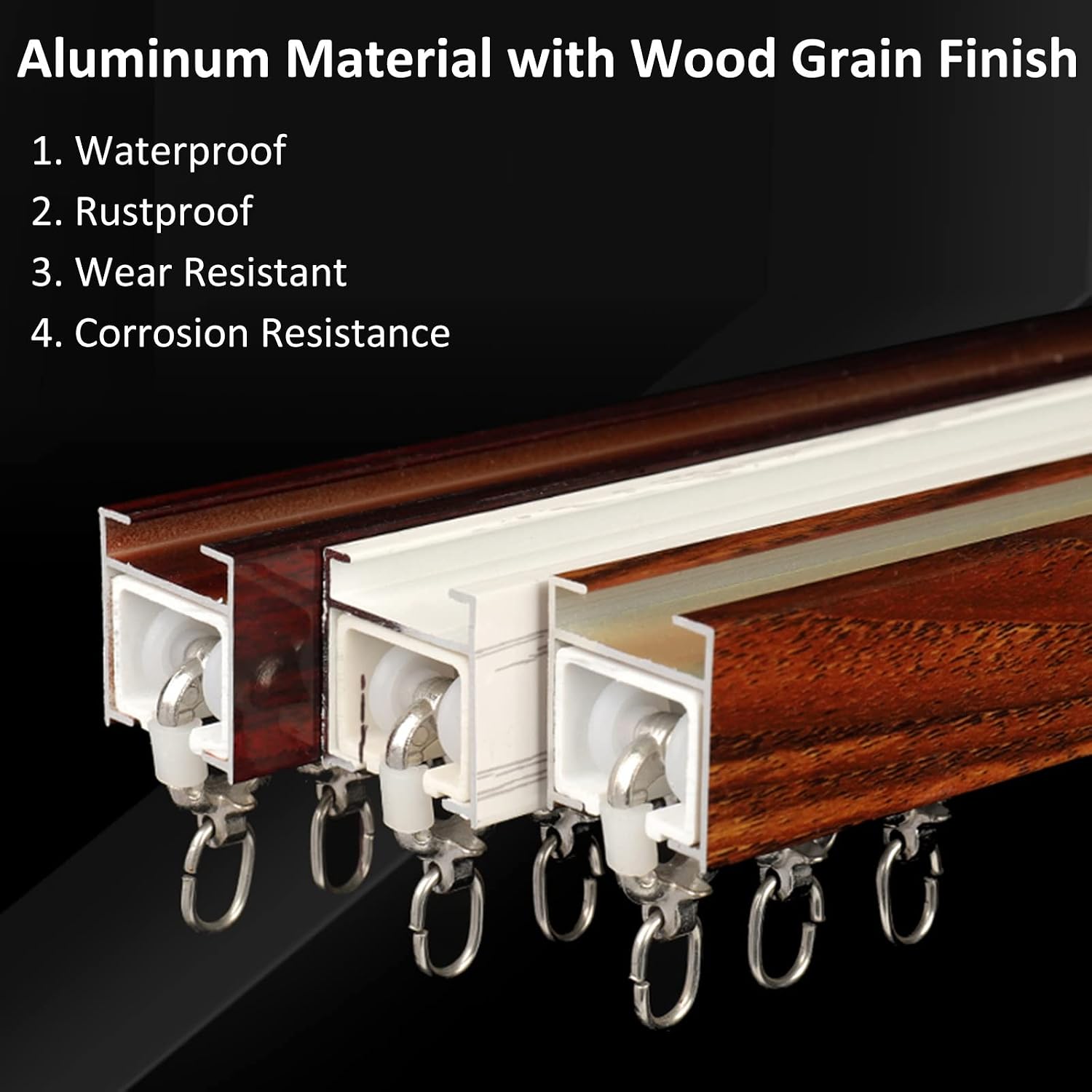 Sliding Curtain Track Wall Mount with Wood Finish, Track Curtain Rod for Windows 30 to 230 Inch, Room Divider Railing for Shower/Kids Bedroom/Twin Bed (#1-300cm/9.8ft/118in
