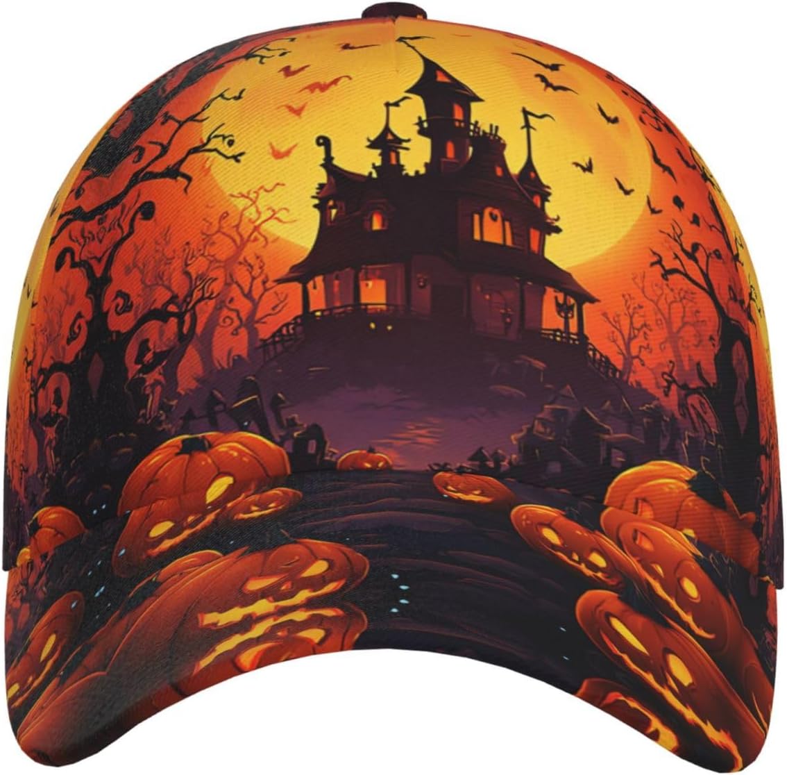 Halloween Pumpkin Baseball Cap Horror Bats Snapback Baseball Hat Breathable Trucker Sport Hats for Women Men