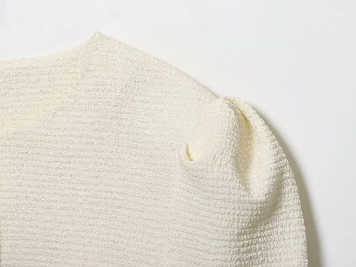 Women Elegant Puffed Half Sleeves Round Collar Single Breasted Cropped Coats Short Jacket