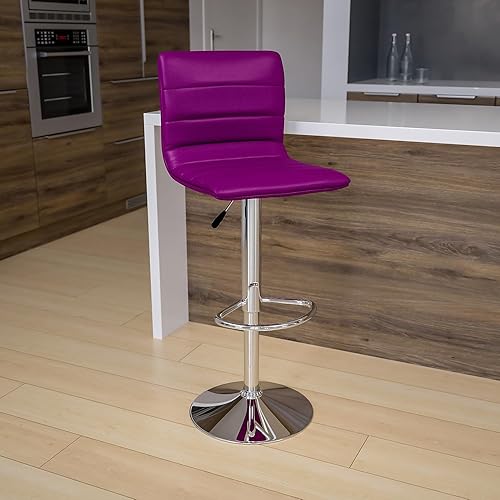 Miniatura 60 de Flash Funiture silla de bar ajustable con base cromada, Vinilo, Negro Negro -,Blanco,Marrón,Borgoña,Verde,Gris,Naranja,Púrpura,Rojo