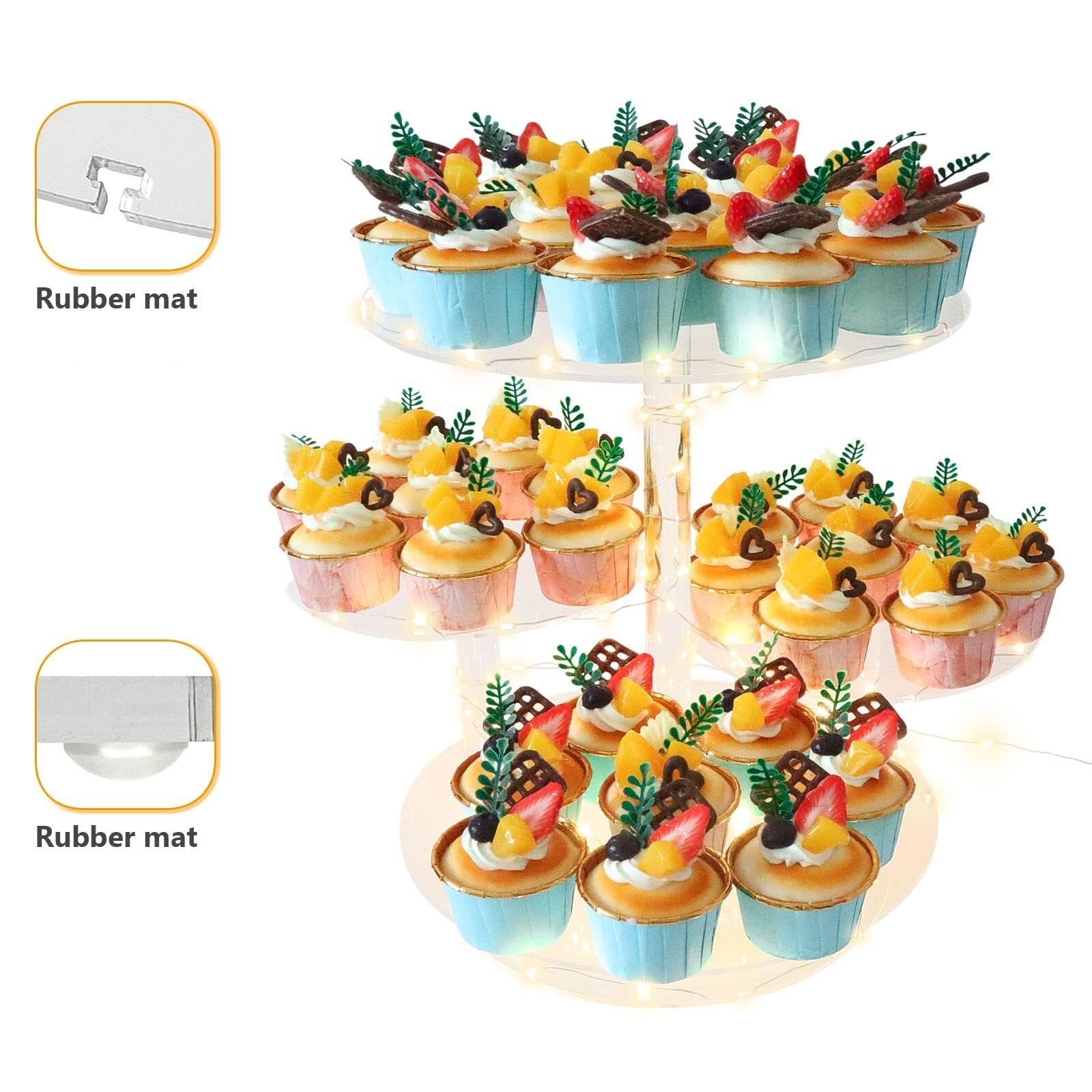 Soporte Tartas Soporte Acrílico For Cupcakes De 4 Niveles, Torre Flores For 50 Presentador Postre