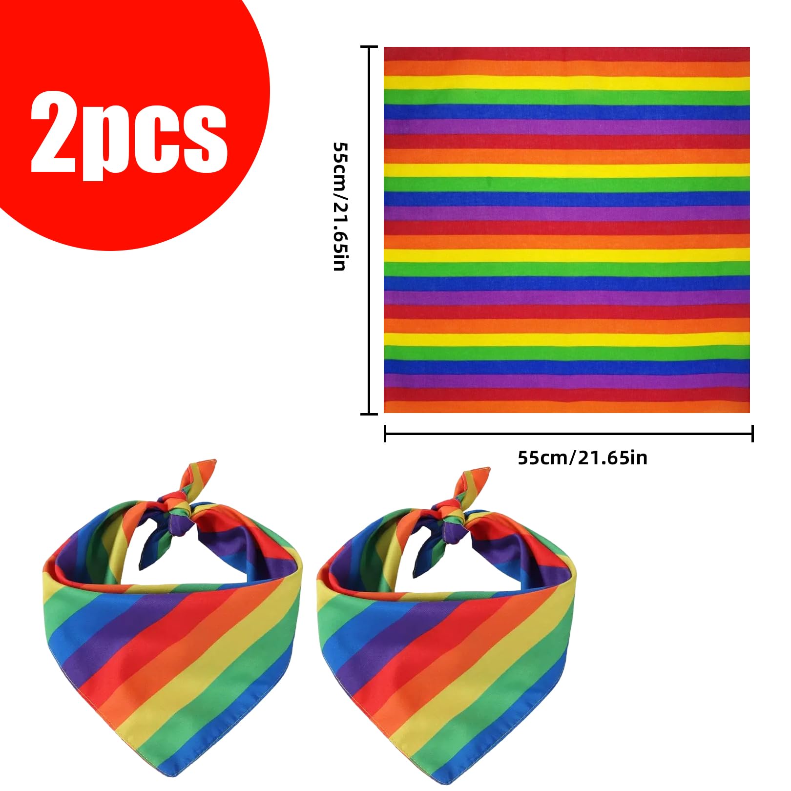 2 Stück Pride Outfit Regenbogen Bandana,Outfit Damen Accessoires,Rainbow Haarschmuck Haarband,Halstuch Haarbänder,für Gay Dance Clothes,Friends Bekleidungen Accessories,Christopher Street Day Zubehör