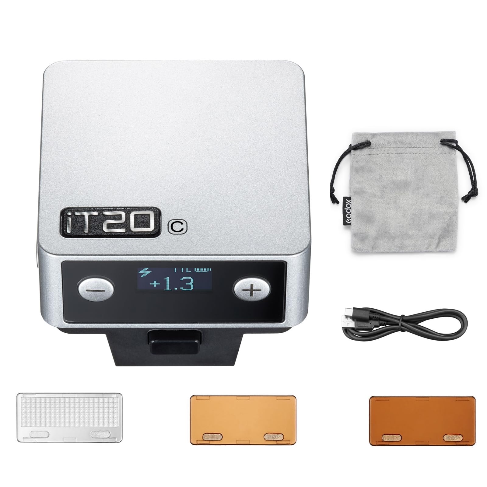 GODOX iT20C TTL Speedlite 700 Flash à pleine puissance 1,5 s Temps de recharge 1/8000s HSS Flash avec diffuseurs magnétiques et filtres de couleur pour appareils photo Canon (argent)
