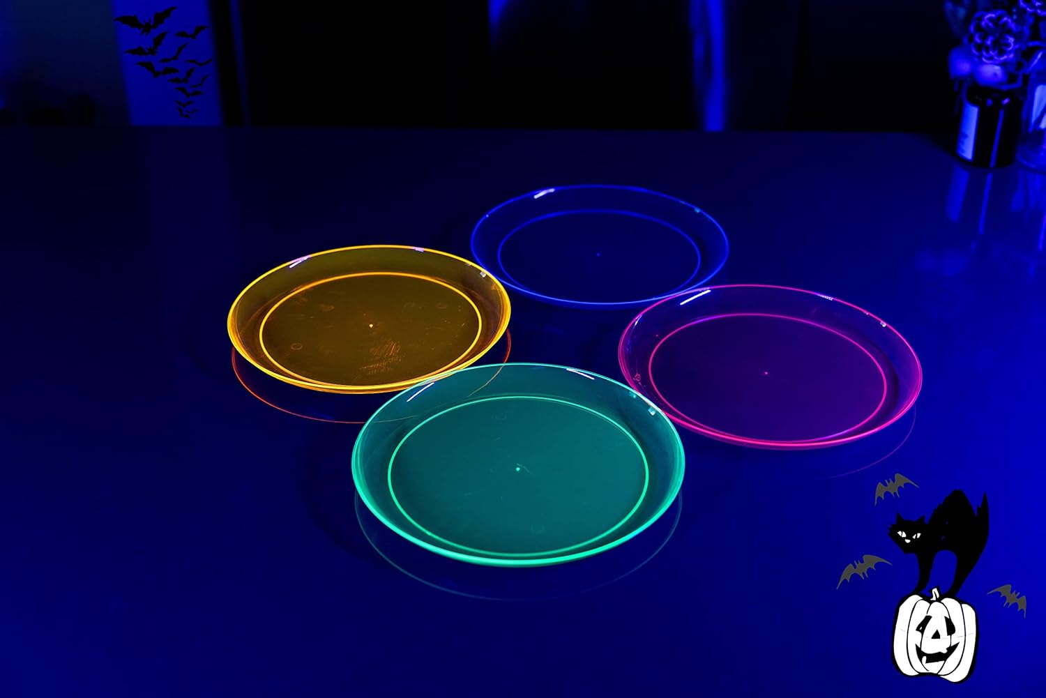 EDI Hard Plastic 9-Inch Round Party/Luncheon Plates, Assorted Neon, 40-Count (1)