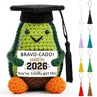 Class of 2026 Graduation Gift, Crochet Doll with Graduation Cap, Handheld Graduation Card, Teacher Congrats Gift for High School College Students US-SY-1005-Avocado