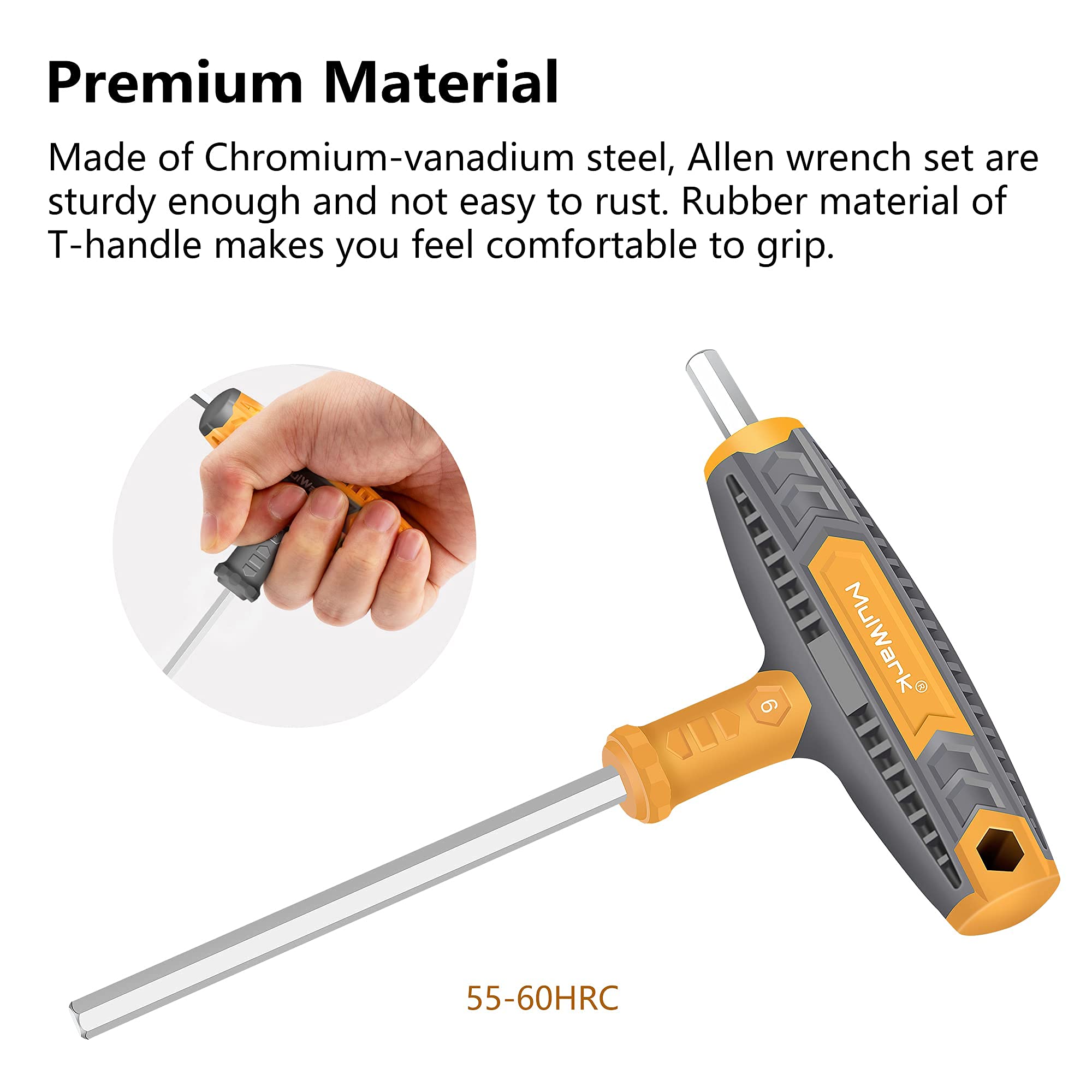 Mulwark 14 PC Thandle Allen Wrench Set Metric and Standard, T Handle