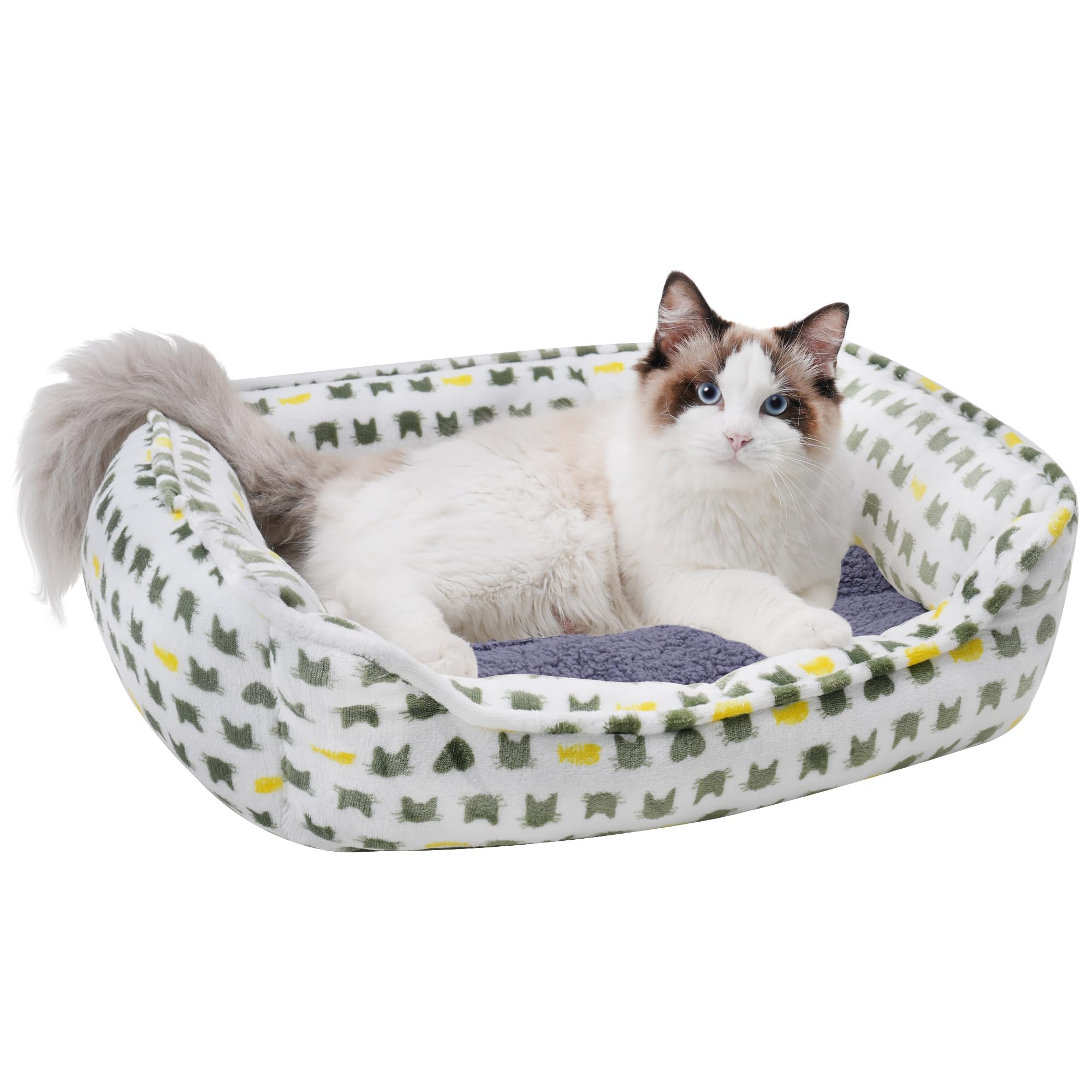 AIWIKIDE Dog Sofa Bed Anti-Anxiety Puppy Cuddler Bed for Puppy Dog Cat Rectangle Washable Bed with Grey Mattress