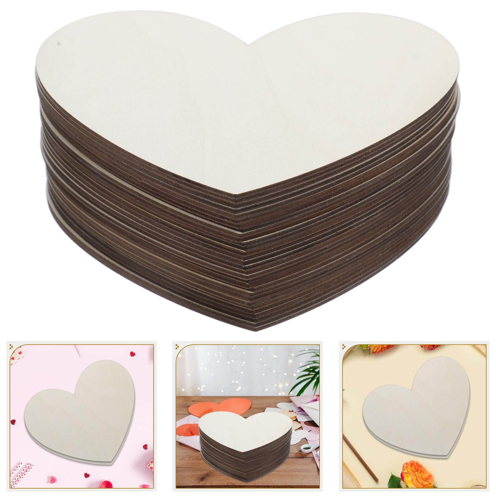 30 Stück Große Herzförmige Holzscheiben aus Unbehandeltem Holz Glatt Geschliffen Selbstgemacht Basteldekorationen für Hochzeiten Valentinstag Wohndeko