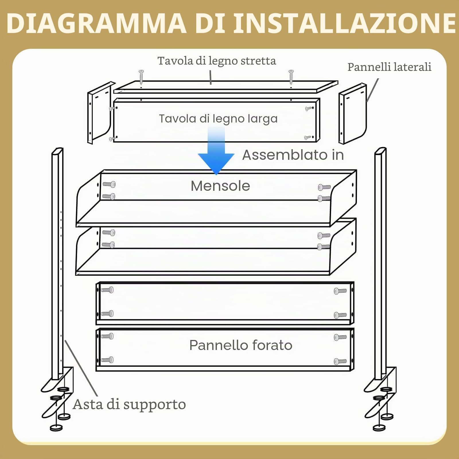 Scaffale da scrivania a 2 ripiani, 100 cm, con pannello forato | Scaffale organizer da scrivania per accessori, altezza regolabile, per casa, ufficio o dormitorio