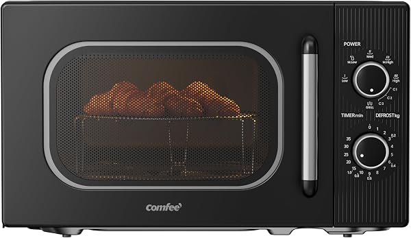 COMFEE' Four à Micro-ondes avec Grill, 20 Litres, Micro-ondes 700 W, Grill 1000 W, 5 Niveaux de Puissance, Minuterie 1-35 min, Design Compact, Noir - CMO-MG202NC(BK) - 1