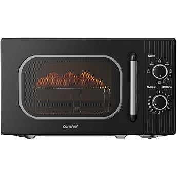 COMFEE CMO-MG202NC(BK) Microwave with Grill, 20 Litres, Microwave 700 W, Grill 1000 W, 5 Power Levels, Grill Function, Timer 