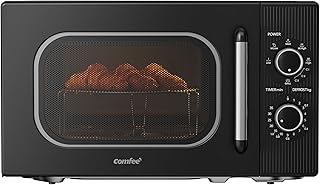 COMFEE' CMO-MG202NC(BK) Mikrowelle mit Grill, 20 Liter, Mikrowelle 700 W, Grill 1000 W, 5 Leistungsstufen, Grillfunktion, Timer 1-35 min, kompaktes Design, Schwarz