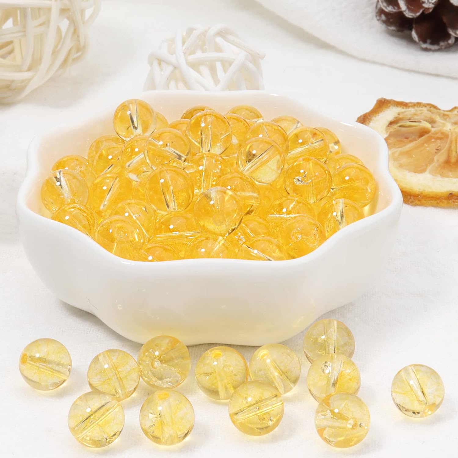 45pcs 8mm Natural Citrine Gemstone Energy Healing Crystal Round Loose Stones for Jewelry Making, DIY Bracelets Necklaces - Image 5