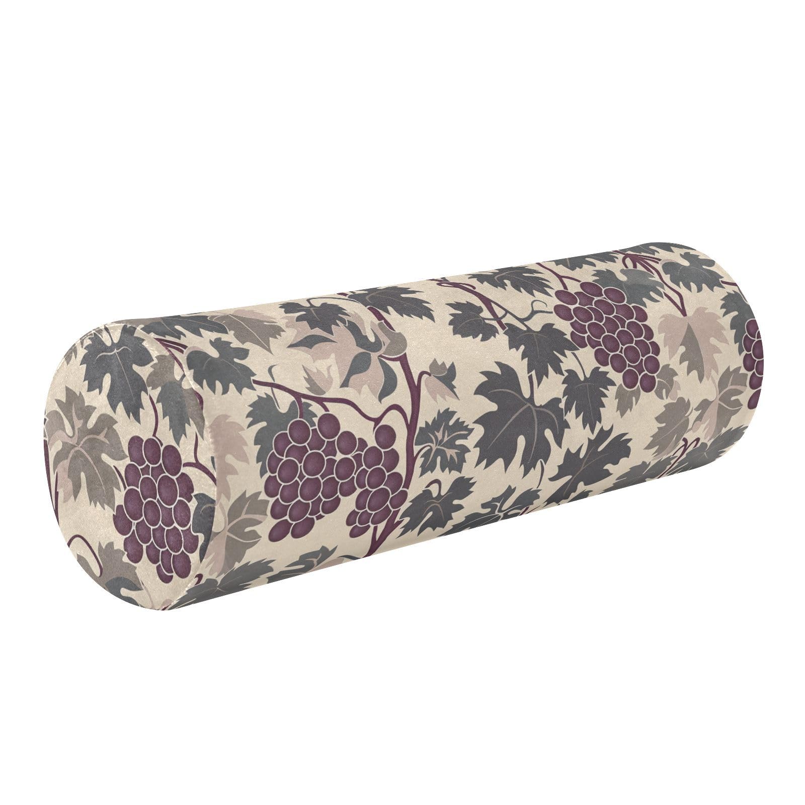 miaozhen William Morris Grape Purple Bolster Pillow Spa Memory Foam Neck Roll Pillow for Sleeping almohada para Yoga 5.5''x17''