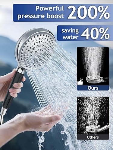 Miniatura 3 de Cabezal de ducha filtrado con mano, cabezal de ducha de 9 ajustes de pulverización de alta presión con filtros, filtro de agua dura con manguera,